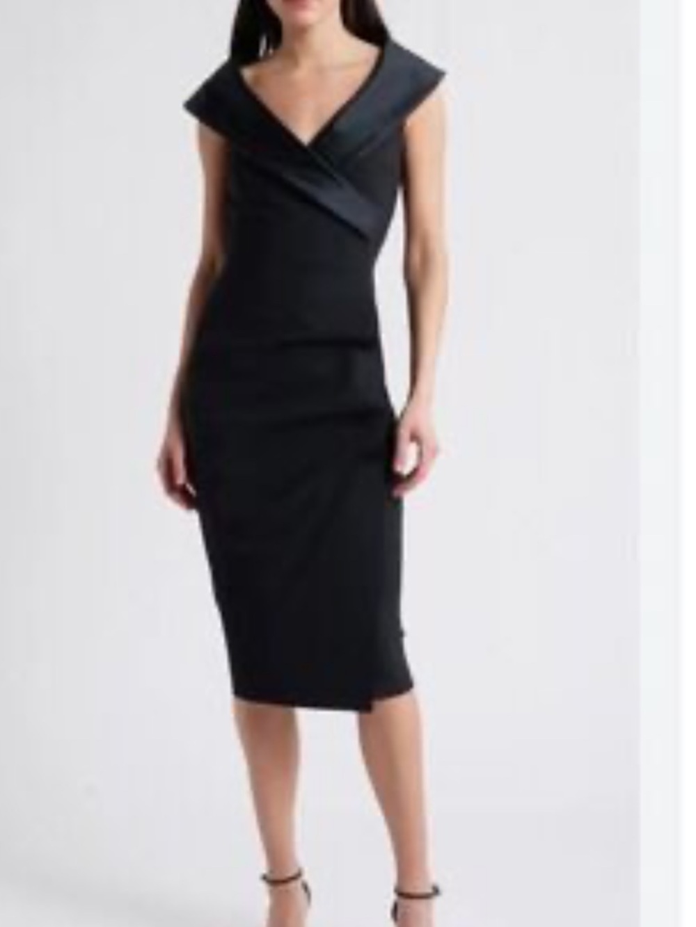 Chiara Boni Black Off-Shoulder Wrap Midi Dress